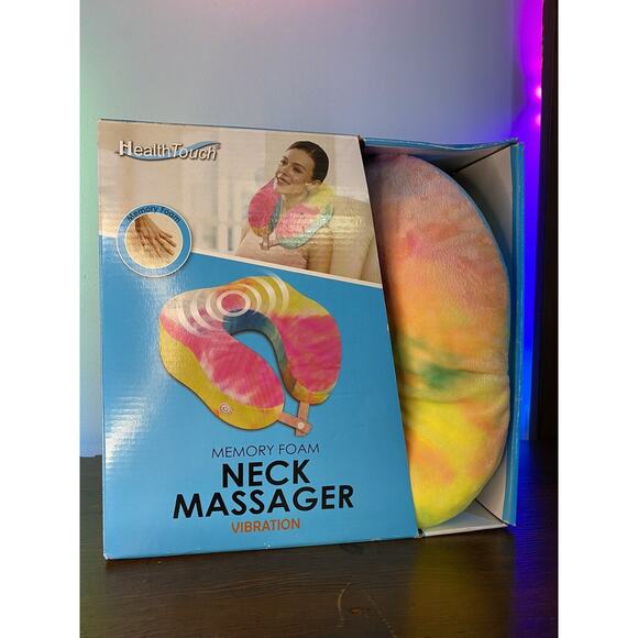 Health Touch Memory Foam Neck Massager Vibration Travel Pillow - Picture 1 of 8